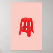 Rode Plastic Kruk Print  (Voorkant)