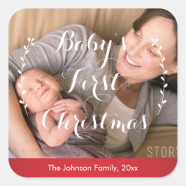 Rode Plein Baby's Eerste Kerst Foto Stickers