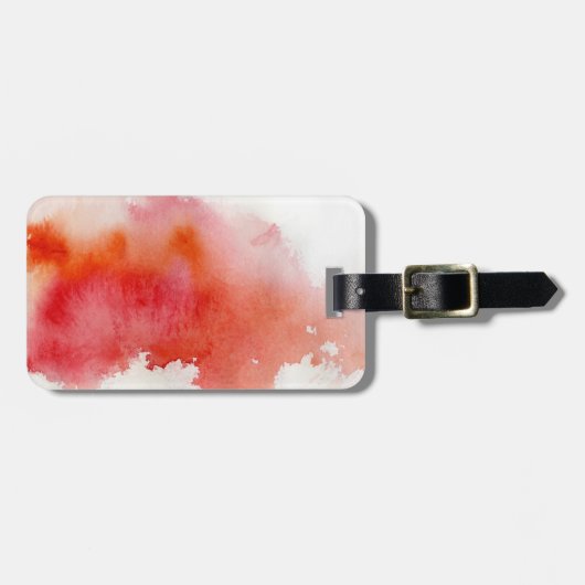 Rode plek, waterverf abstracte hand geschilderd bagagelabel (Voorkant horizontaal)