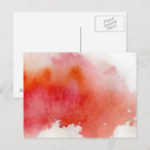 Rode plek, waterverf abstracte hand geschilderd briefkaart (Voorkant / Achterkant)