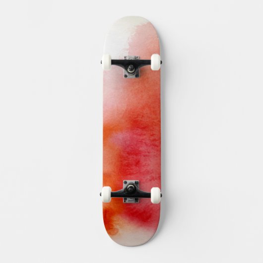 Rode plek, waterverf abstracte hand geschilderd persoonlijk skateboard (Voorkant)
