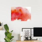 Rode plek, waterverf abstracte hand geschilderd poster (Thuiskantoor)