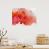 Rode plek, waterverf abstracte hand geschilderd poster (Keuken)