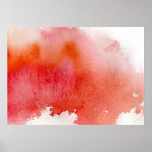 Rode plek, waterverf abstracte hand geschilderd poster