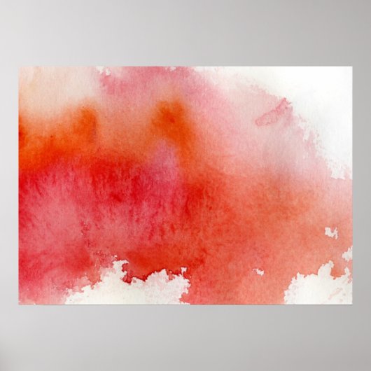 Rode plek, waterverf abstracte hand geschilderd poster (Voorkant)