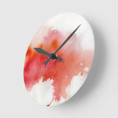 Rode plek, waterverf abstracte hand geschilderd ronde klok (Hoek)