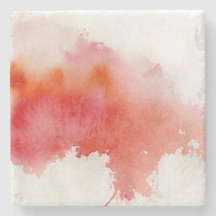 Rode plek, waterverf abstracte hand geschilderd stenen onderzetter