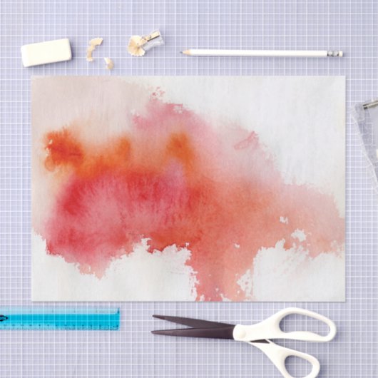 Rode plek, waterverf abstracte hand geschilderd tissuepapier (Craft)