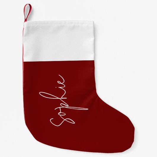 Rode pluche kerstkous, gepersonaliseerd kleine kerstsok (Voorkant)