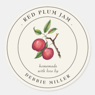  Rode Plum Jam inblikpot Label