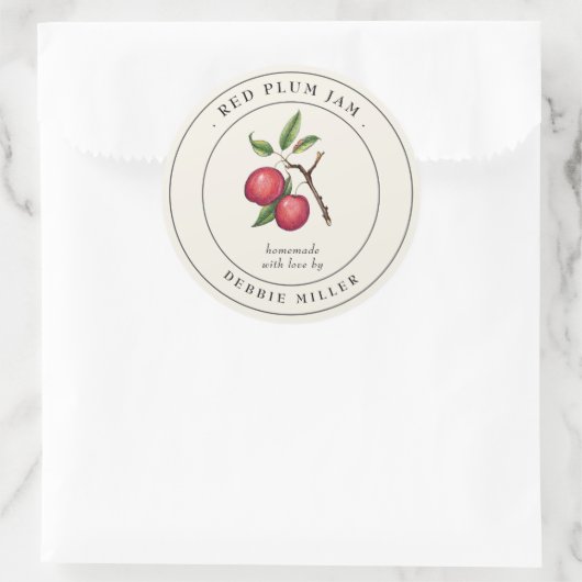  Rode Plum Jam inblikpot Label (Tas)