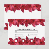 Rode Plumeria Frangipani bruiloft RSVP-Kaarten RSVP Kaartje (Voorkant / Achterkant)