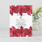 Rode Plumeria Frangipani Wedding Invitations Kaart (Staand voorkant)