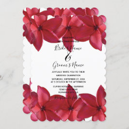Rode Plumeria Frangipani Wedding Invitations Kaart