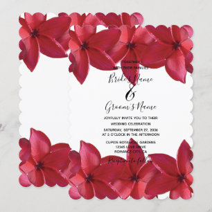 Rode Plumeria Frangipani Wedding Invitations Kaart