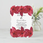 Rode Plumeria Frangipani Wedding Invitations Kaart (Staand voorkant)