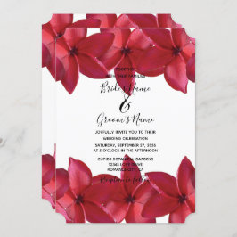 Rode Plumeria Frangipani Wedding Invitations Kaart