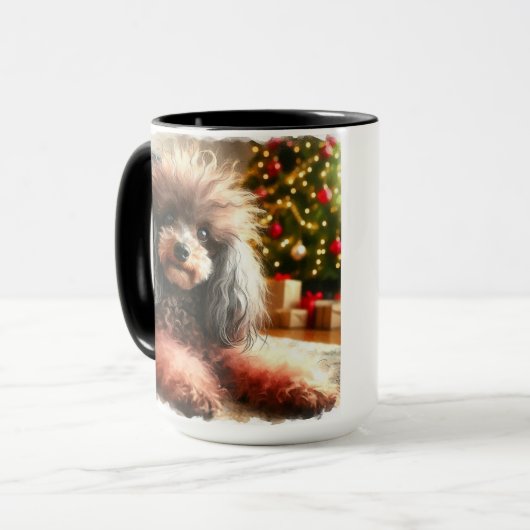 Rode Poedel Kerst Koffie Mok Cup (Voorkant links)