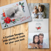 Rode Poinsettia 4 Foto Trifold Christmas Kaart