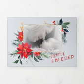 Rode Poinsettia 4 Foto Trifold Christmas Kaart (Cover)