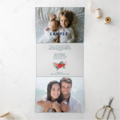 Rode Poinsettia 4 Foto Trifold Christmas Kaart (Binnen)