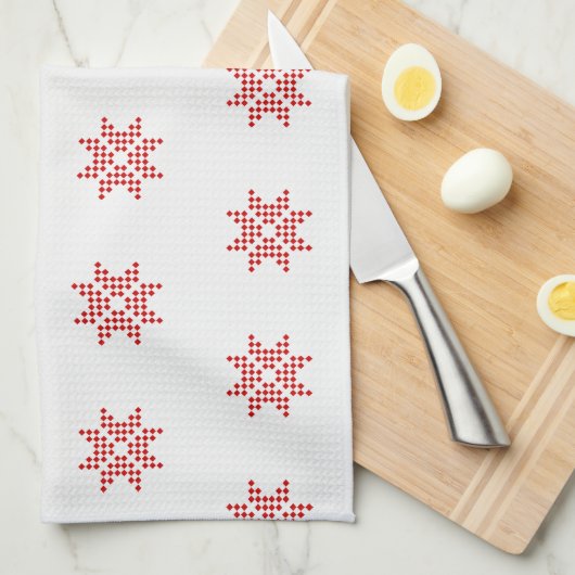 Rode Poinsettia, Abstract Kerstmis Theedoek (Quarter Fold)