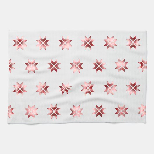 Rode Poinsettia, Abstract Kerstmis Theedoek (Horizontaal)