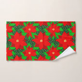 Rode Poinsettia Bloem Botanische Vakantiepatroon Bad Handdoek (Handdoek)