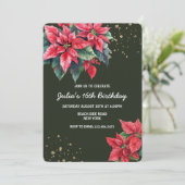 Rode Poinsettia bloem december Verjaardag Kaart (Staand voorkant)