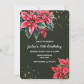 Rode Poinsettia bloem december Verjaardag Kaart (Voorkant)