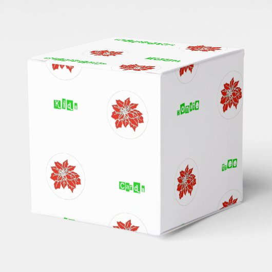 Rode Poinsettia Bloem Geschenkdoos Bedankdoosjes (Voorkant Zijde)