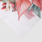 Rode Poinsettia Bloem Groene Whimsical Kerstmis Tissuepapier (Detail)