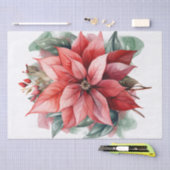 Rode Poinsettia Bloem Groene Whimsical Kerstmis Tissuepapier (Craft)