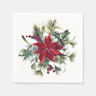 Rode Poinsettia Bloem Kerst PARTY Papier Servet