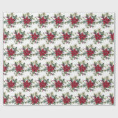 Rode Poinsettia Bloem Kerstcadeau Cadeaupapier (Vlak)