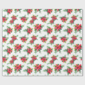 Rode Poinsettia Bloem Kerstcadeau Cadeaupapier (Vlak)