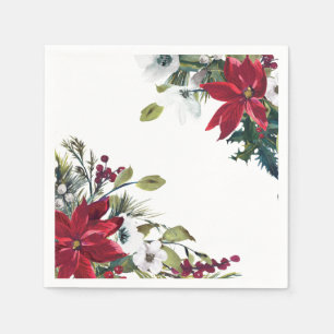 Rode Poinsettia Bloem Kerstfeest Papieren Servet