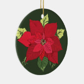Rode Poinsettia Bloem Kerstmis Keramisch Ornament (Rechts)