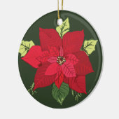 Rode Poinsettia Bloem Kerstmis Keramisch Ornament (Links)