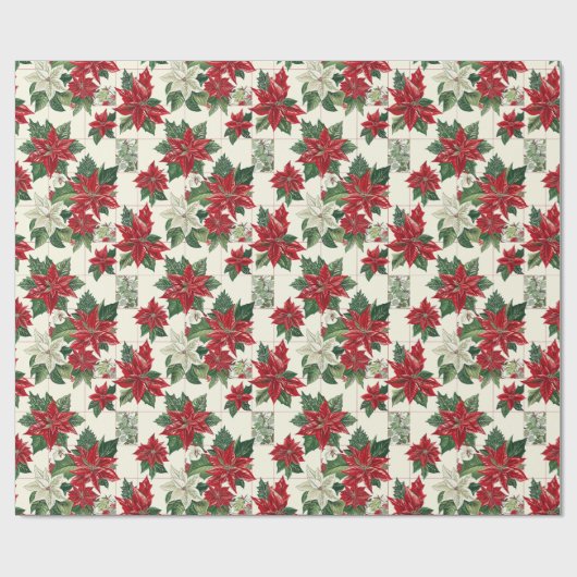 Rode Poinsettia bloem op een crème achtergrond Cadeaupapier (Vlak)