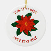 Rode Poinsettia-bloem, op maat gesneden kerstmis Keramisch Ornament (Voorkant)