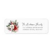 Rode Poinsettia Bloem Retouradres Etiket (Voorkant)