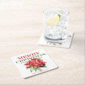  Rode Poinsettia Bloem Vrolijk Kerstfeest Kartonnen Onderzetters (Insitu)