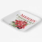  Rode Poinsettia Bloem Vrolijk Kerstfeest Papieren Bordje (Gebogen)
