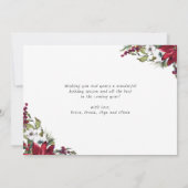 Rode Poinsettia Bloemen 5 FOTO Kerstkaart Bedankkaart (Achterkant)