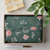 Rode Poinsettia Bloemen en Bladgroen op Donkergroe Tissuepapier (Geschenk)