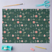 Rode Poinsettia Bloemen en Bladgroen op Donkergroe Tissuepapier (Craft)