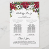 Rode Poinsettia Bloemen Huwelijksceremonie Program (Achterkant)