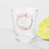 Rode Poinsettia Bloemen Kerst Huwelijk Custom Shot Glas (Achterkant)