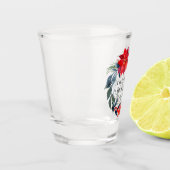 Rode Poinsettia Bloemen Kerst Huwelijk Custom Shot Glas (Links)
